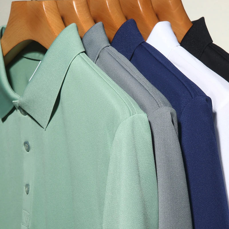 Men's Solid Color Polo Shirt – Summer Short Sleeve, Breathable & Comfortable Casual Top