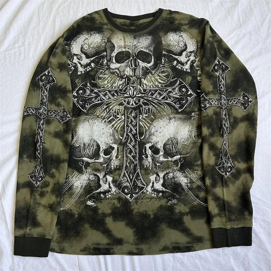 Women's Y2K Fairy Grunge Long Sleeve T-Shirt – Vintage Gothic Punk Graphic Tee for Casual Streetwear