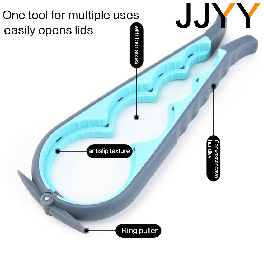 JJYY 5-in-1 Jar and Bottle Opener with Easy Grip – Quick Twist-Off Lid Remover for Bottles and Can Lids, Ideal for Everyday Cooking