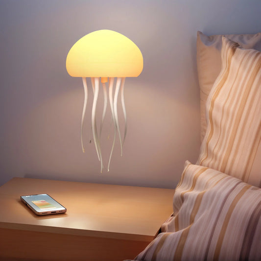 Voice-Controlled RGB Jellyfish Night Light – Gradient Bedside & Desk Lamp for Home or Office Decoration