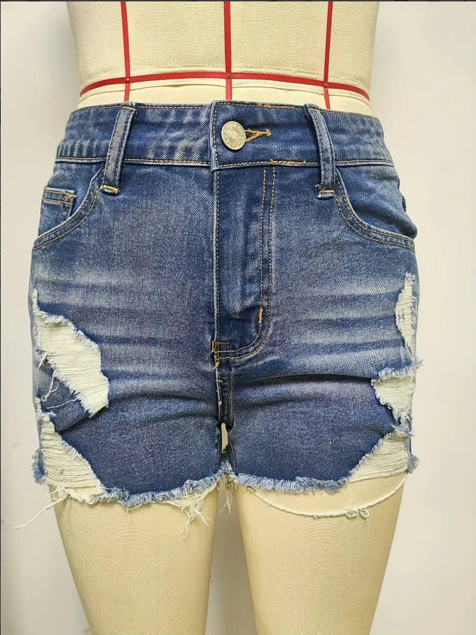Women's Raw Hem Ripped Denim Shorts – High Waist A-Line Summer Streetwear Hot Pants, Sexy Skinny Retro Casual Style
