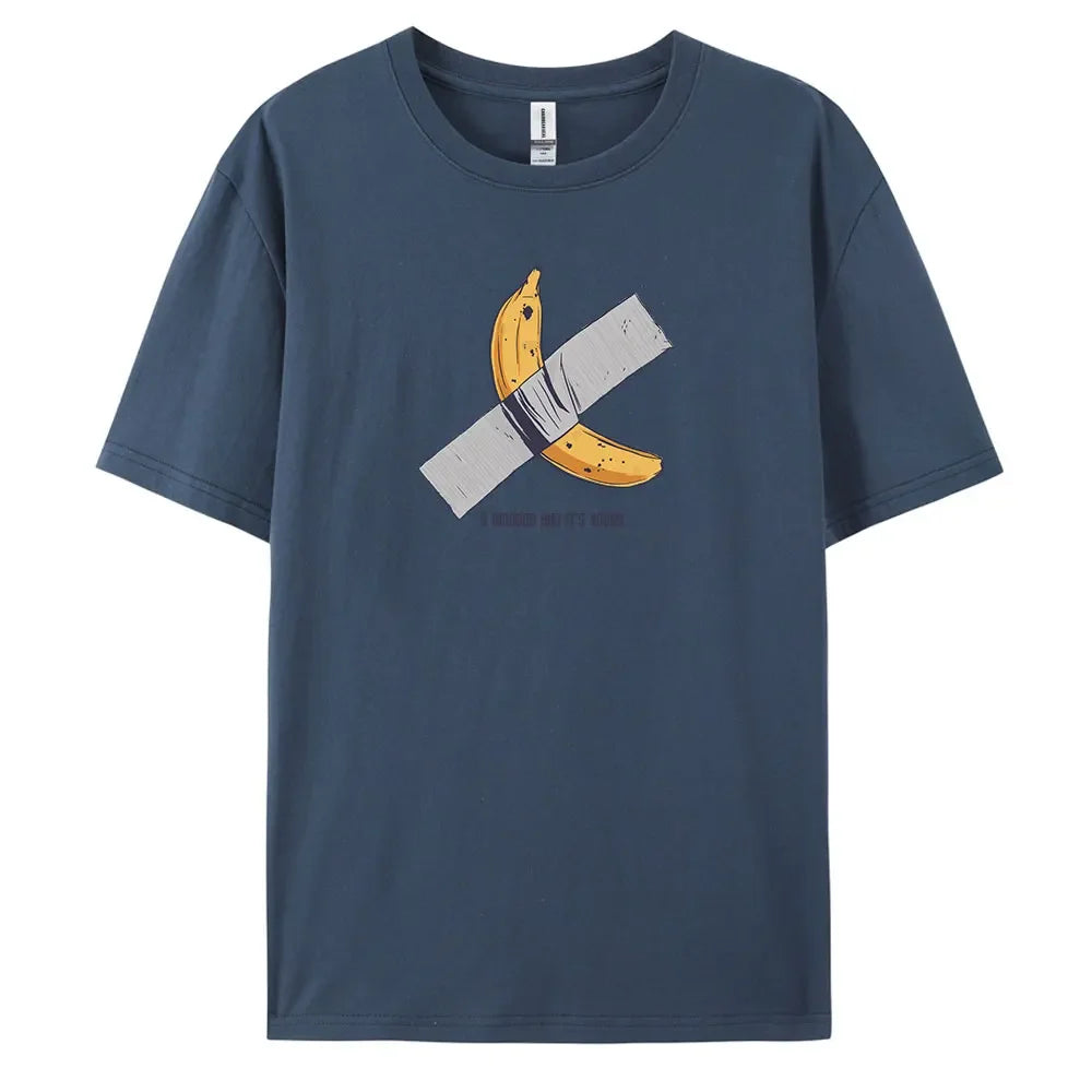 Men's Oversized Casual Banana Print T-Shirt – 100% Cotton Short Sleeve Fashion Tee