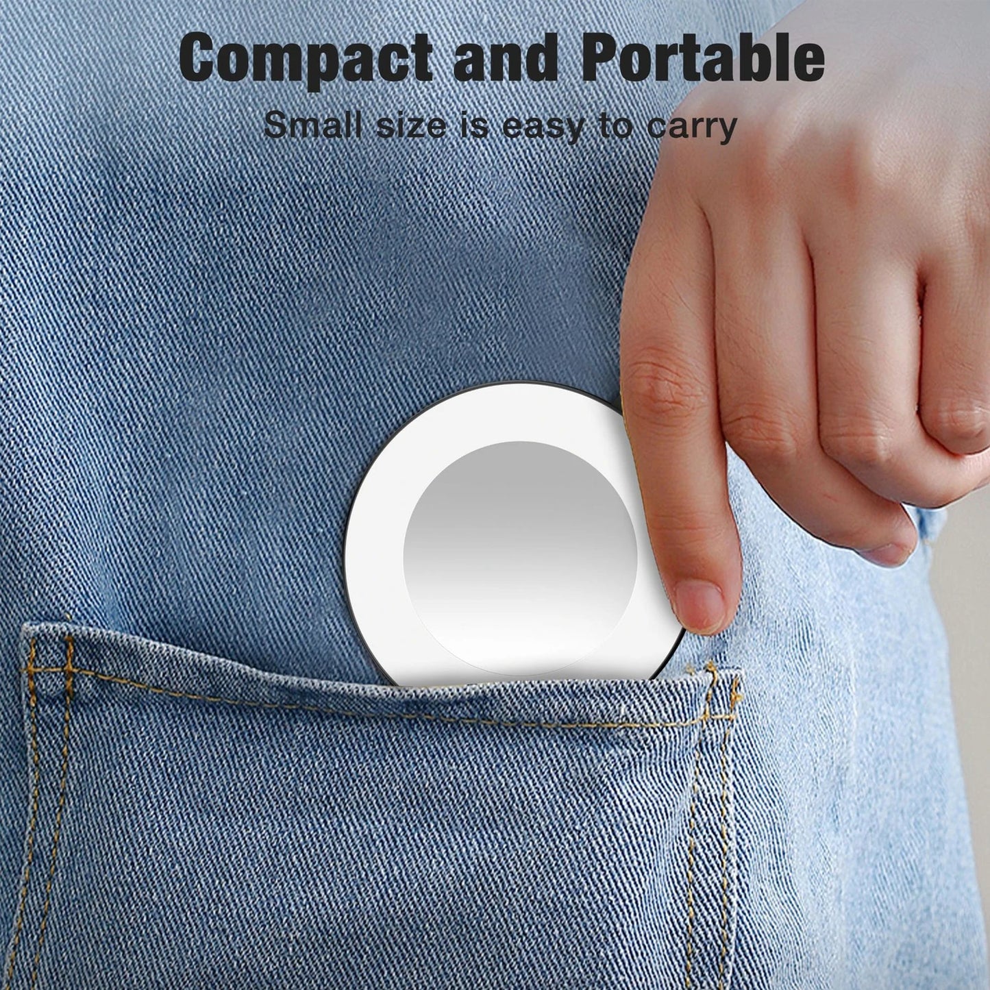 Portable Magnetic Selfie Ring Light with Built-in Mirror, Foldable 180° LED Phone Flash Compatible with MagSafe