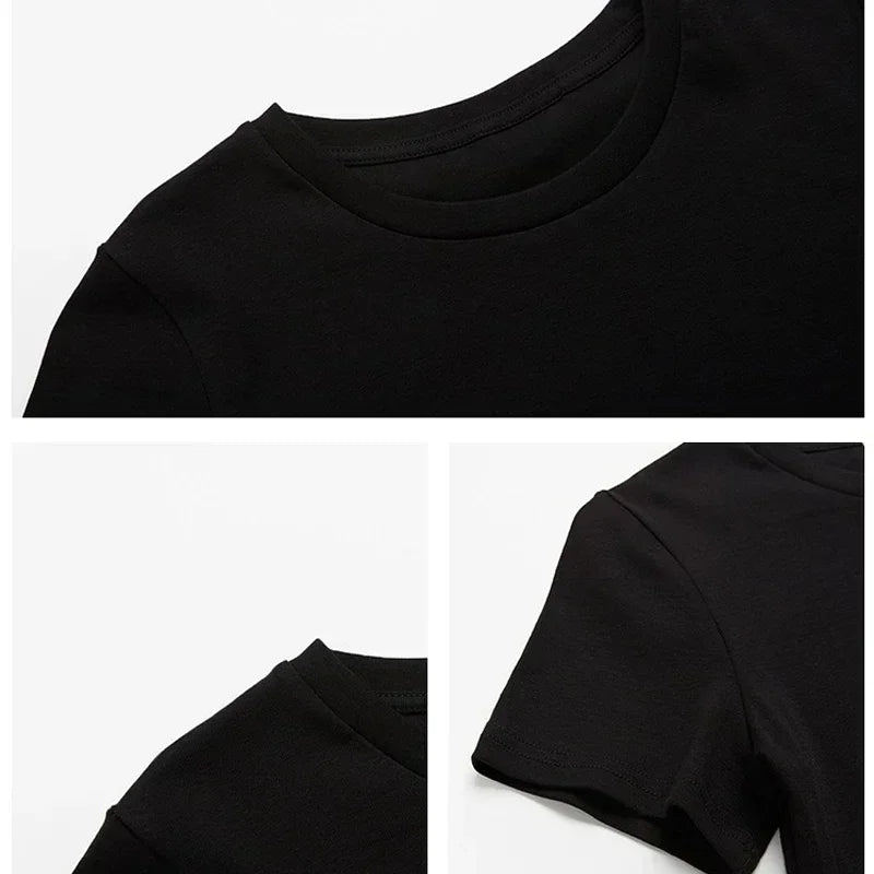 Y2K Goth Star Girl Print Tee for Women – Grunge Streetwear, Aesthetic 2000s Slim Crop T-shirt, Cute Emo Girl Kawaii Fashion