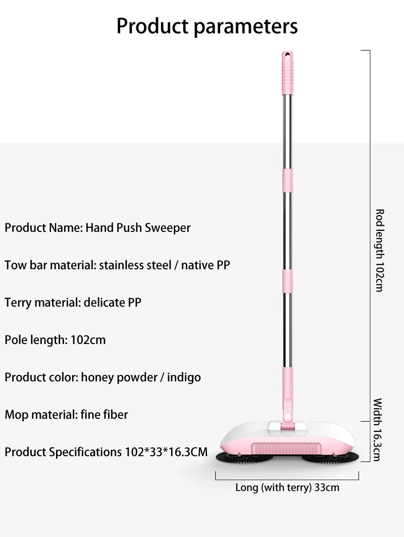 All-in-One Manual Sweeping Broom & Dustpan Set – Hand-Push Floor Sweeper & Vacuum Cleaner for Home Use