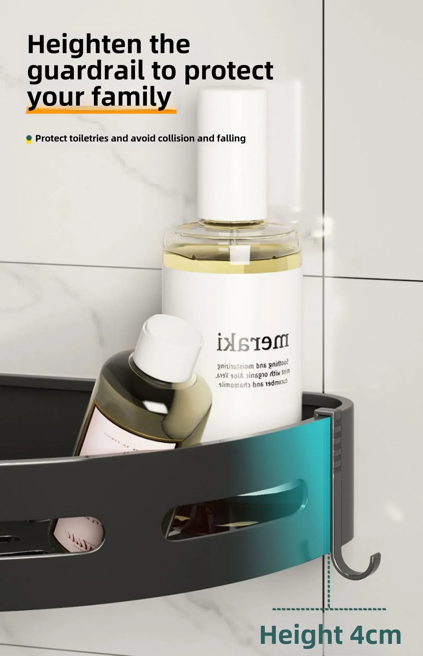 No-Drill Bathroom Organizer Shelves Kitchen Corner Rack for Shampoo, Makeup, Shower, and Towel Storage