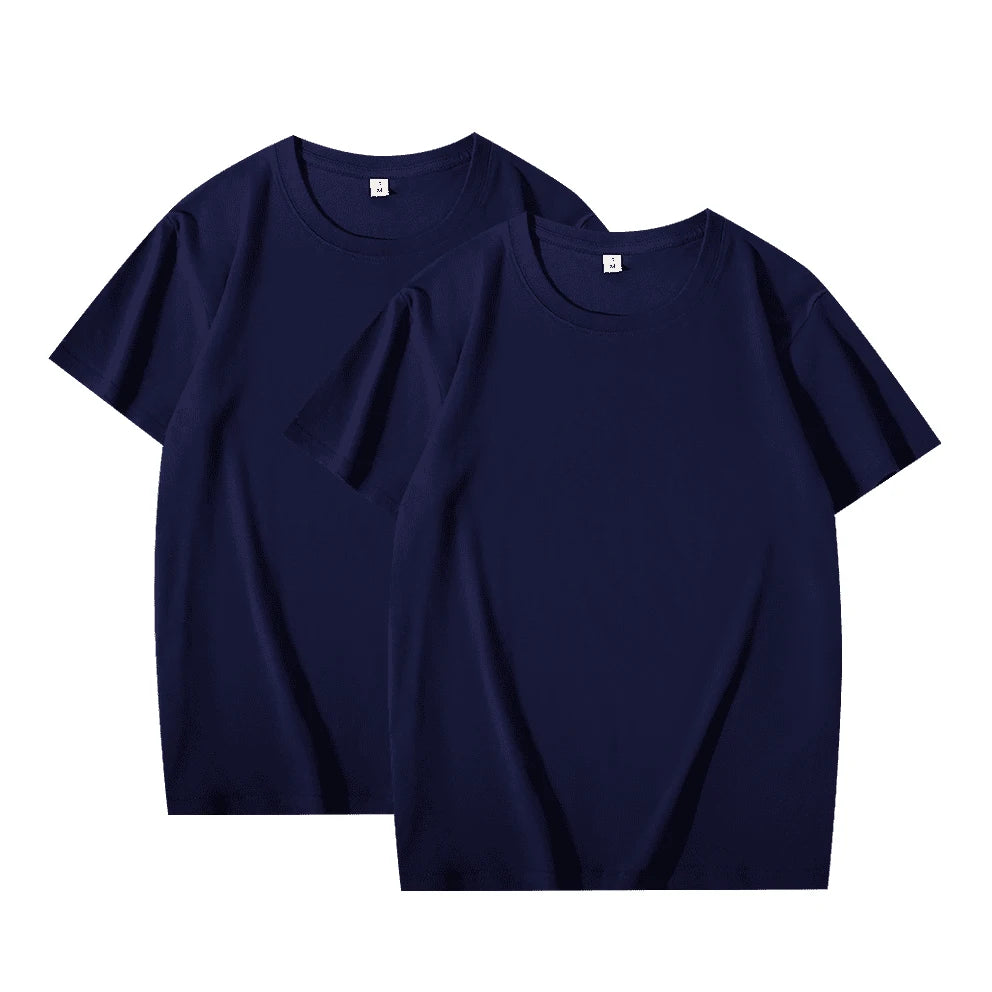 2-Pack Unisex Solid Color T-Shirts – 100% Cotton, Loose Fit, Short Sleeve, Basic Everyday Tees for Men & Women, White & Black Options