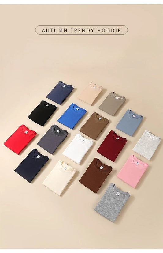 Women’s Pure Cotton White Hoodie – Solid Color, Loose Yet Slim Fit, Perfect for Autumn/Winter 2025, Stylish and Versatile Top