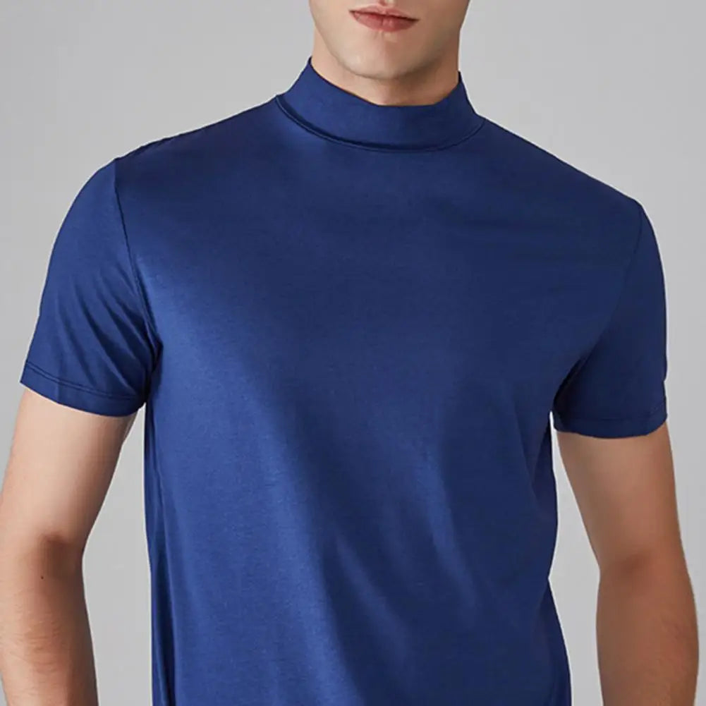 Men’s Slim Fit Half-High Collar Quick-Dry T-Shirt – Short Sleeve Lightweight Summer Sports Tee