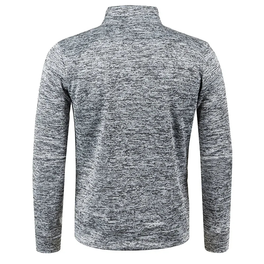 Men’s Autumn Zip-Up Jacket with Stand Collar – Casual Fleece Sweatshirt, Long Sleeve Streetwear Coat