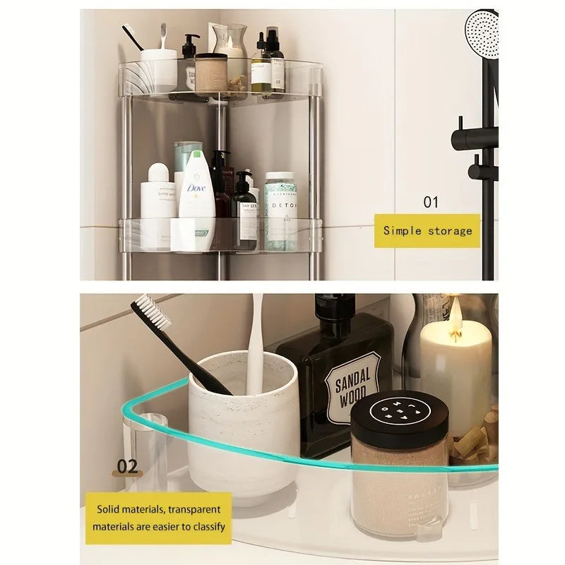 Large Capacity Acrylic Shelf Trolley – Bathroom & Kitchen Corner Storage Cart Organizer for Cosmetics and Home Essentials