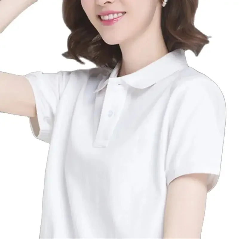Women's Summer Short Sleeve Polo Shirt – Breathable, Sweat-Absorbing, High-Quality Business Casual Top (S–3XL)