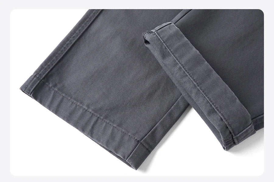 SIMWOOD Men’s Straight-Leg Chino Pants – 2025 Autumn Collection, 320gsm Washed Fabric, Plus Sizes Available