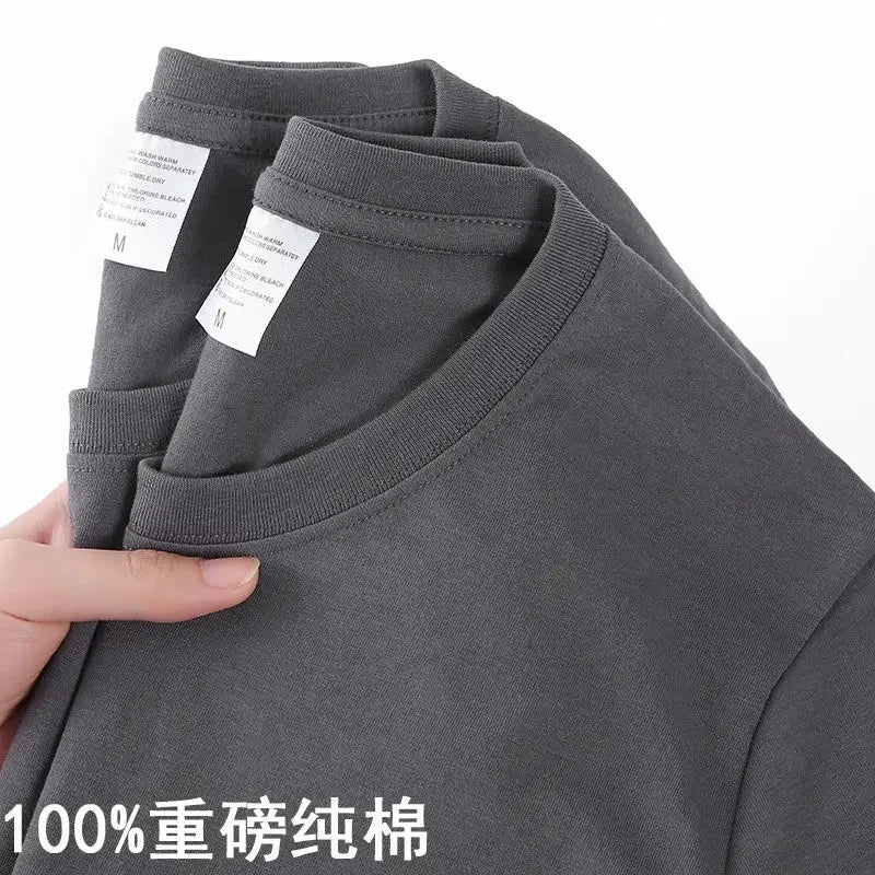 100% Cotton Unisex T-Shirt – Solid Color O-Neck Short Sleeve Tee, Korean Loose Fit (M–4XL)