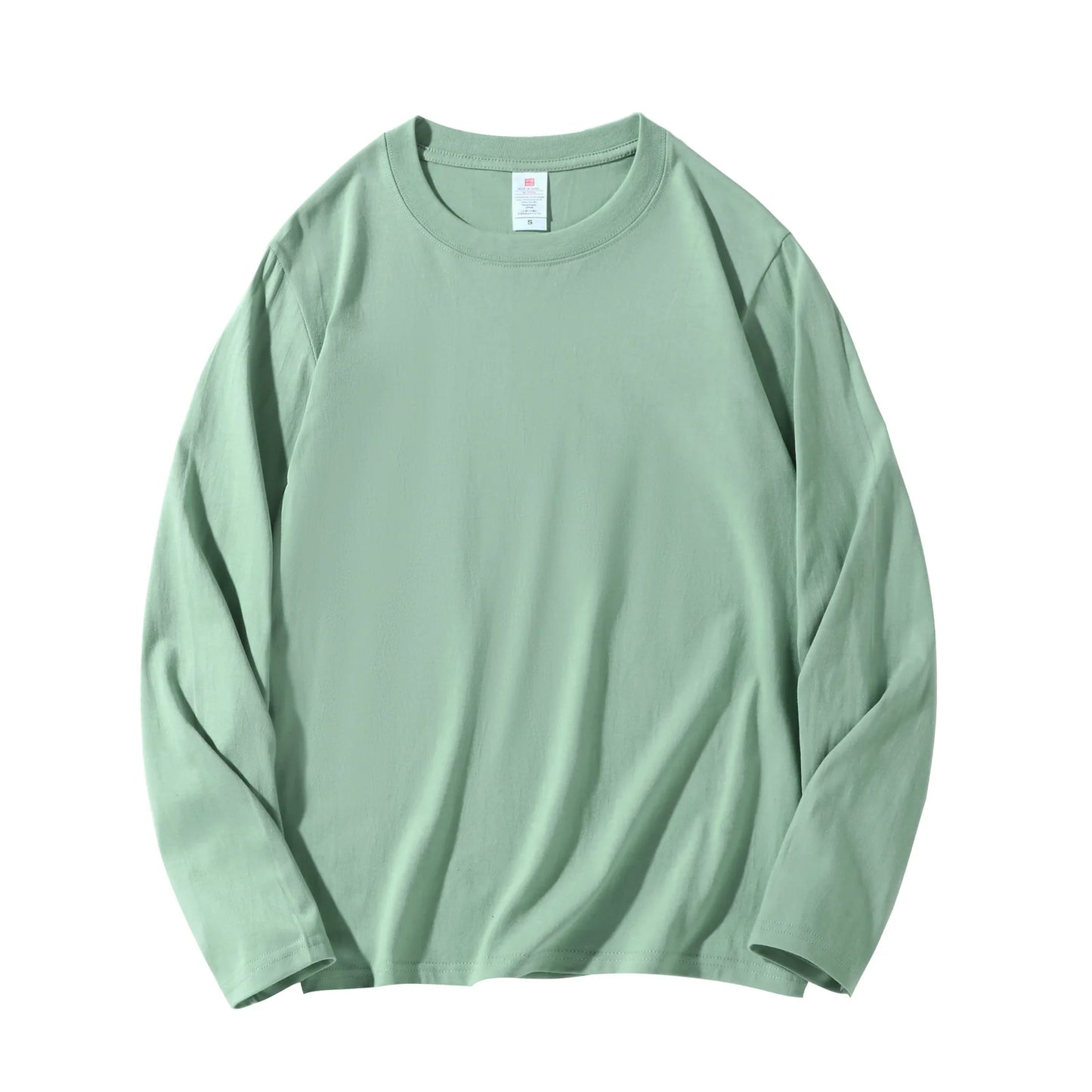 MRMT 2025 Men's 100% Cotton Long Sleeve T-Shirt – Solid Color Crew Neck Casual Top