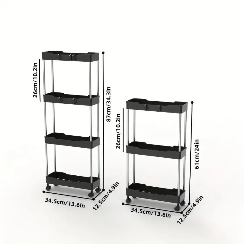 4-Tier Rolling Bathroom Storage Cart with Wheels – Multi-Purpose Corner Organizer Shelf for Home Use