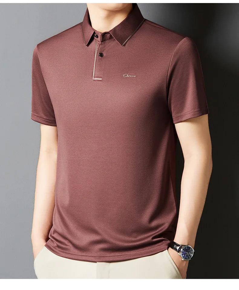 Men’s Premium Seamless Polo – Luxury Cool Fabric, Slim Fit, Anti-Wrinkle, Business‑Casual Golf Tee