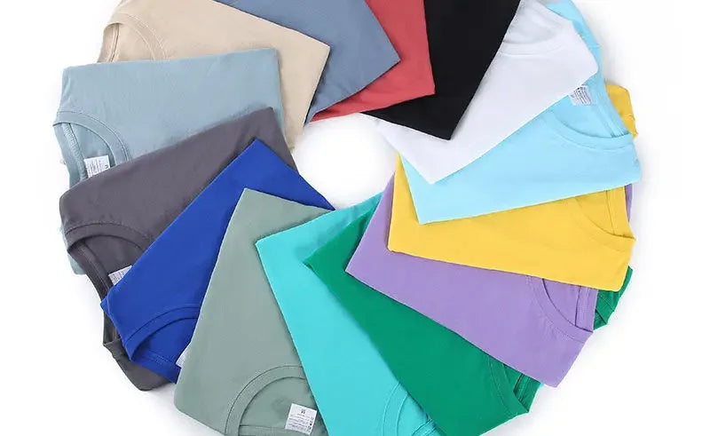 100% Cotton Unisex T-Shirt – Solid Color O-Neck Short Sleeve Tee, Korean Loose Fit (M–4XL)