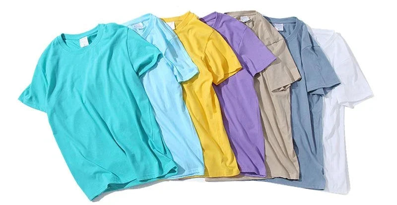100% Cotton Unisex T-Shirt – Solid Color O-Neck Short Sleeve Tee, Korean Loose Fit (M–4XL)