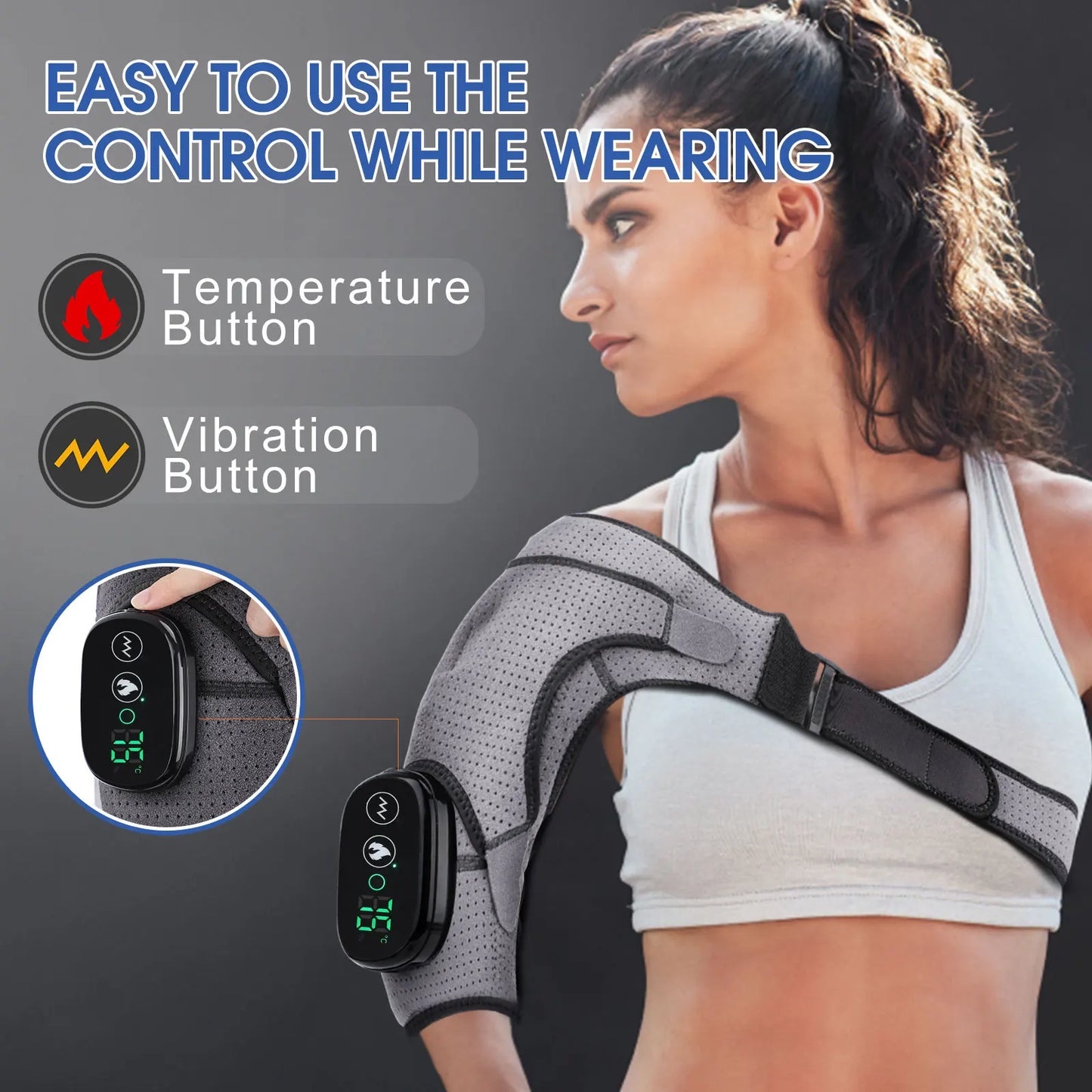 Rechargeable Electric Shoulder Massager with Heating & Vibration – Thermal Therapy Belt for Knee & Arthritis Pain Relief