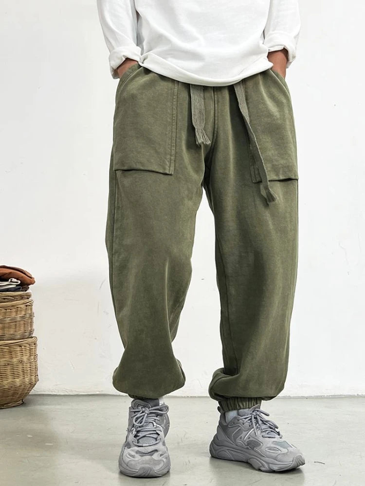 Premium Plus-Size Men's Sweatpants, Loose Fit Streetwear Joggers, Korean Style Baggy Harajuku Trousers