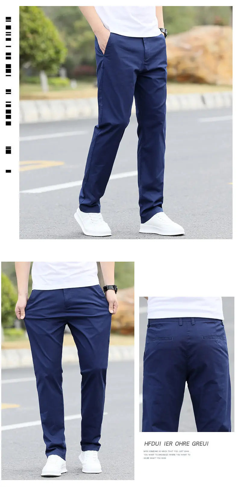 Men's Premium Cotton Chino Pants – Breathable Straight-Leg Casual Trousers (Waist Sizes 28 to 40)