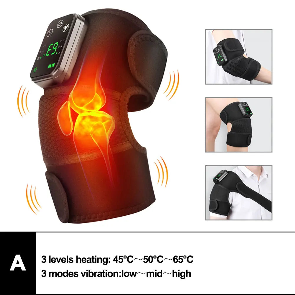 3-in-1 Electric Heated Knee Massager Pad with Vibration – Hot Compress for Shoulder, Elbow & Joint Muscle Relief