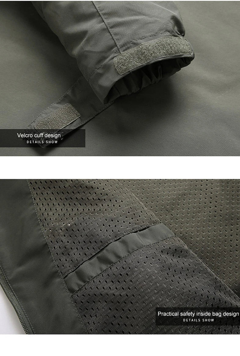 Men's Waterproof Hooded Windbreaker – Casual Outdoor Jacket for Hiking, Camping, and Fishing