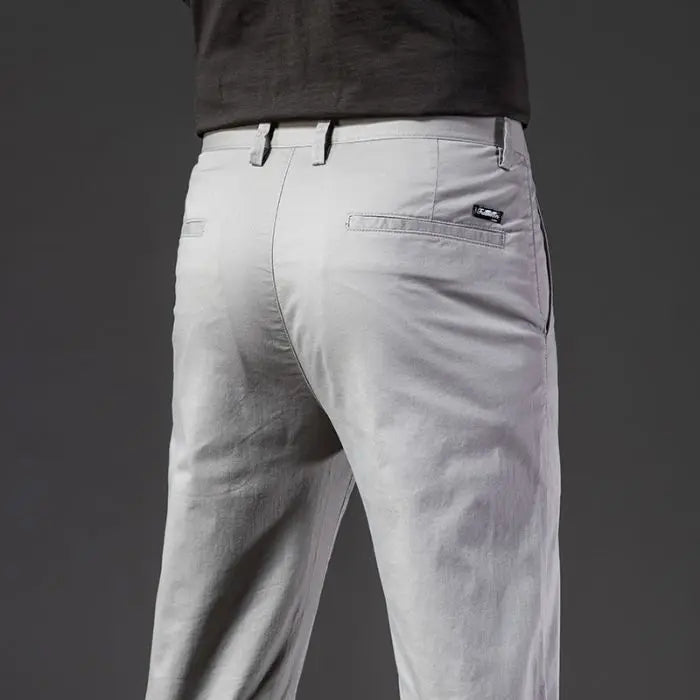 New Fashion Men's Slim Fit Straight Trousers – Comfortable, Breathable, Elastic Casual Long Pants for Everyday Wear