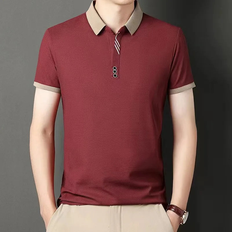 Men’s Classic Solid Short Sleeve Polo Shirt – Breathable Summer Top for Work and Casual Wear