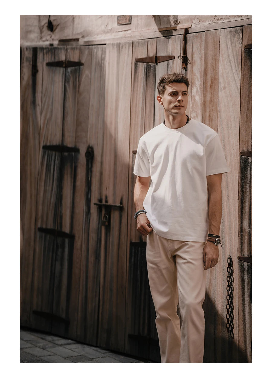 SIMWOOD 2025 Men’s Oversized 100% Cotton T-Shirt – Breathable & Comfortable Spring/Summer Top, 310gsm