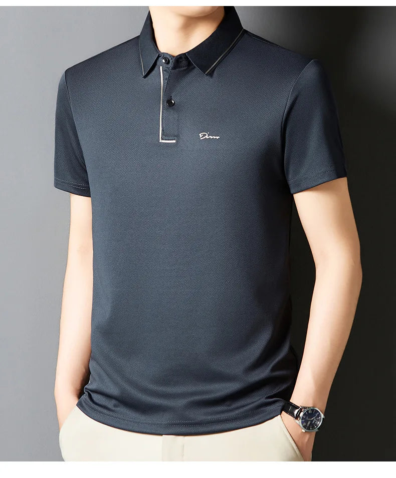 Men’s Premium Seamless Polo – Luxury Cool Fabric, Slim Fit, Anti-Wrinkle, Business‑Casual Golf Tee