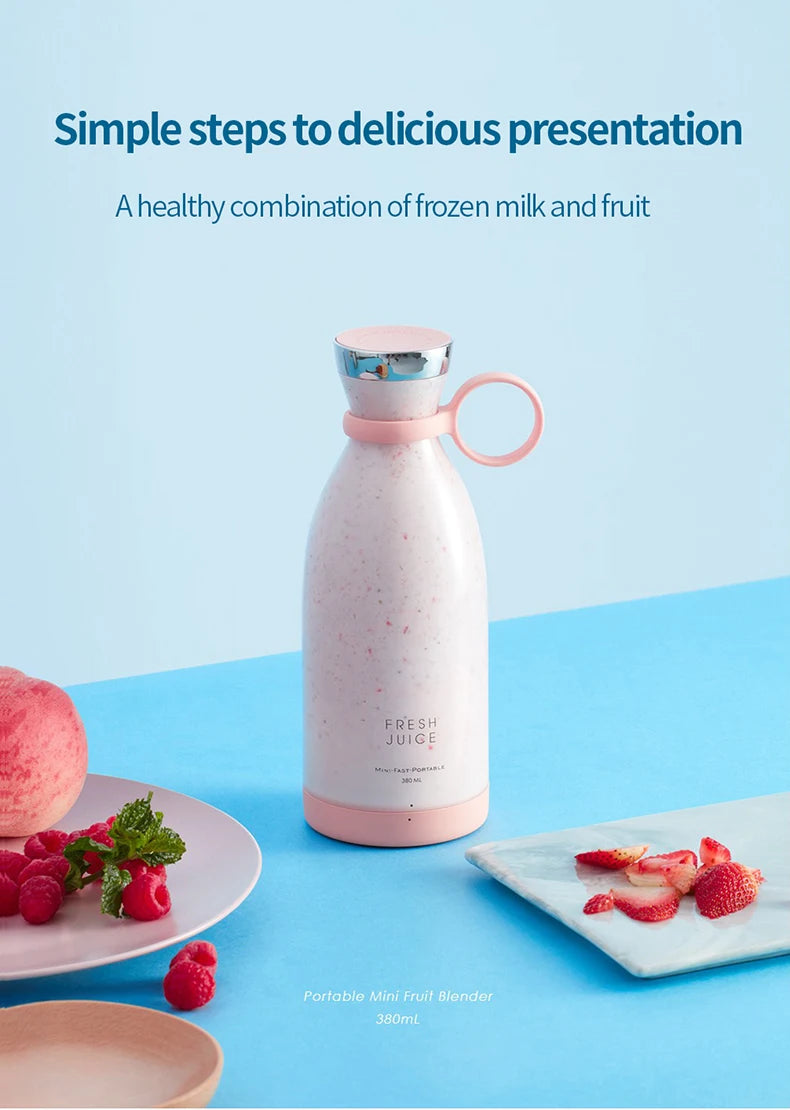 Portable Mini Electric Juicer Blender – USB Rechargeable Fruit Mixer & Multifunctional Smoothie Maker