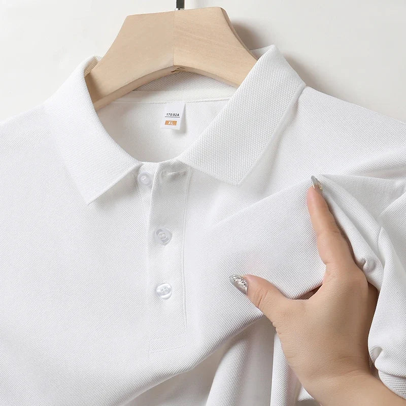 Men's Plain Short-Sleeve Polo Shirt – Summer Casual & Business Wear, Lightweight and Comfortable