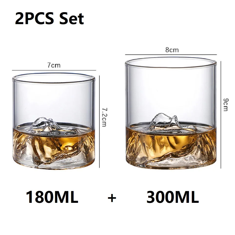 Creative Iceberg-Shaped Whiskey Glass – 3D Mountain Design Whisky Rocks Glasses for Home, Kitchen, Wine, and Liquor Shots