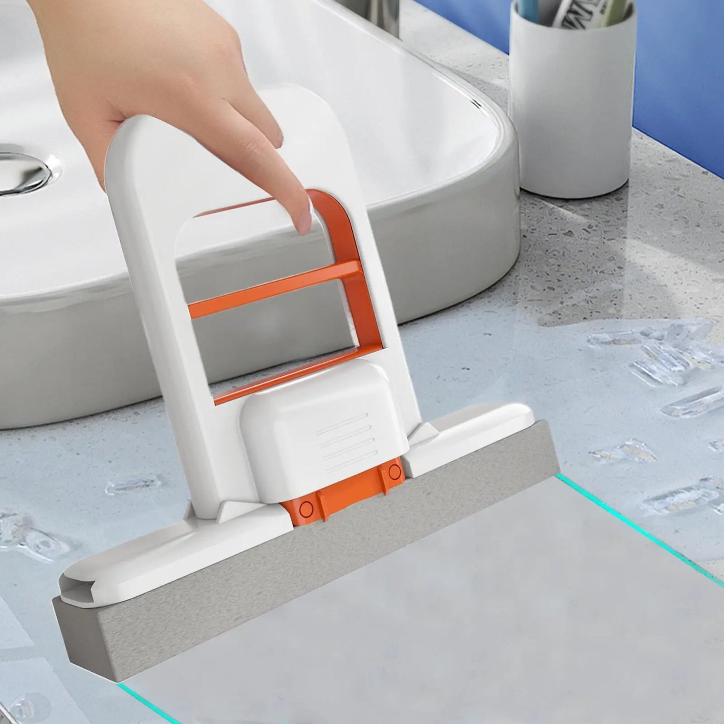 Compact Foldable Handheld Mop with Powerful Sponge Squeezer – Self-Squeezing Floor, Desk, Window & Car Cleaning Tool