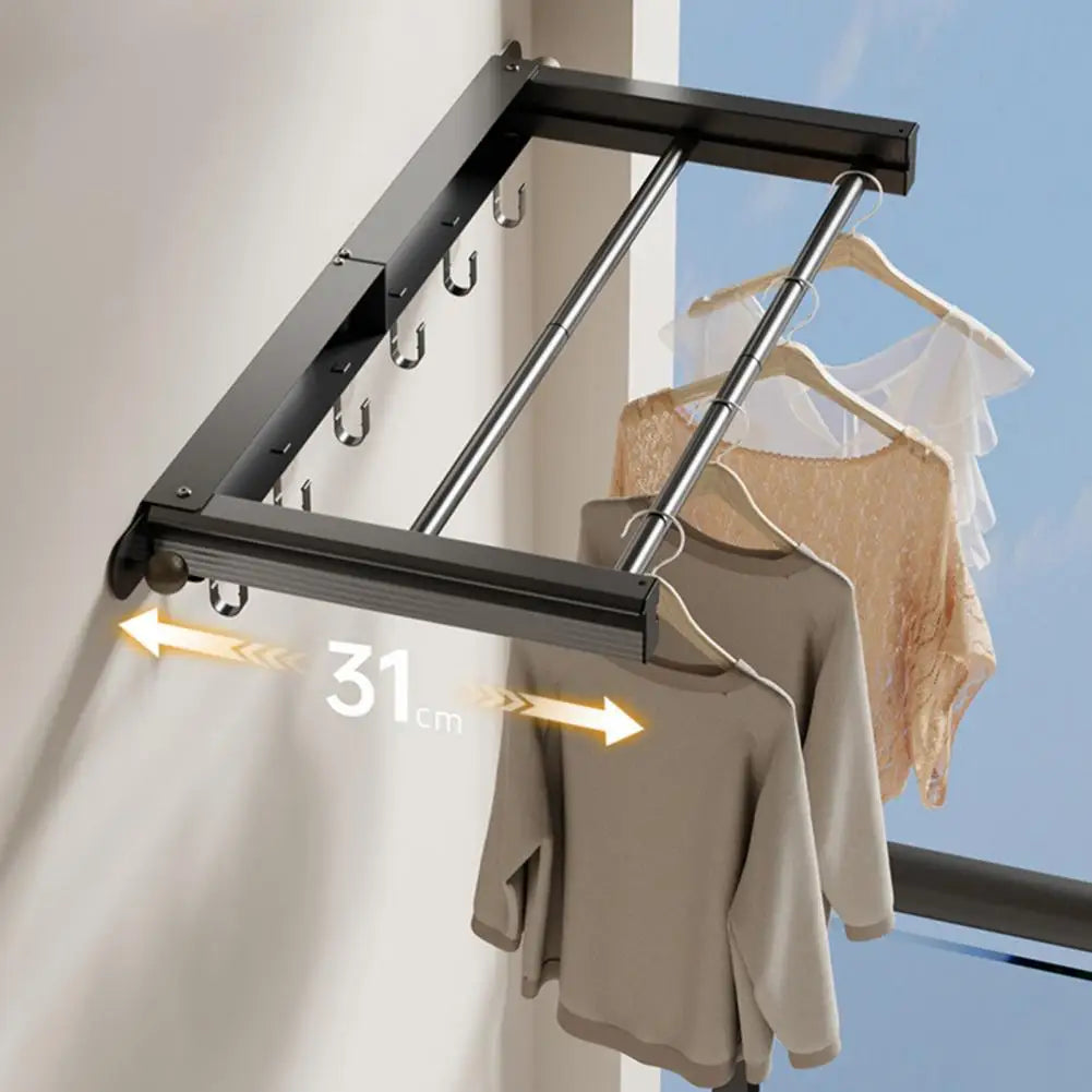 Portable Retractable Drying Rack with Suction Cups — No Drilling Needed, Aluminum Alloy, Wall-Mounted, Foldable Laundry Hanger for Home and Travel