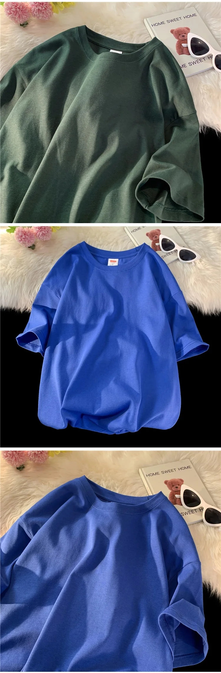 Unisex Oversized Heavyweight Cotton T-Shirt – 260gsm Basic Solid Color Hip-Hop Style Summer Tee