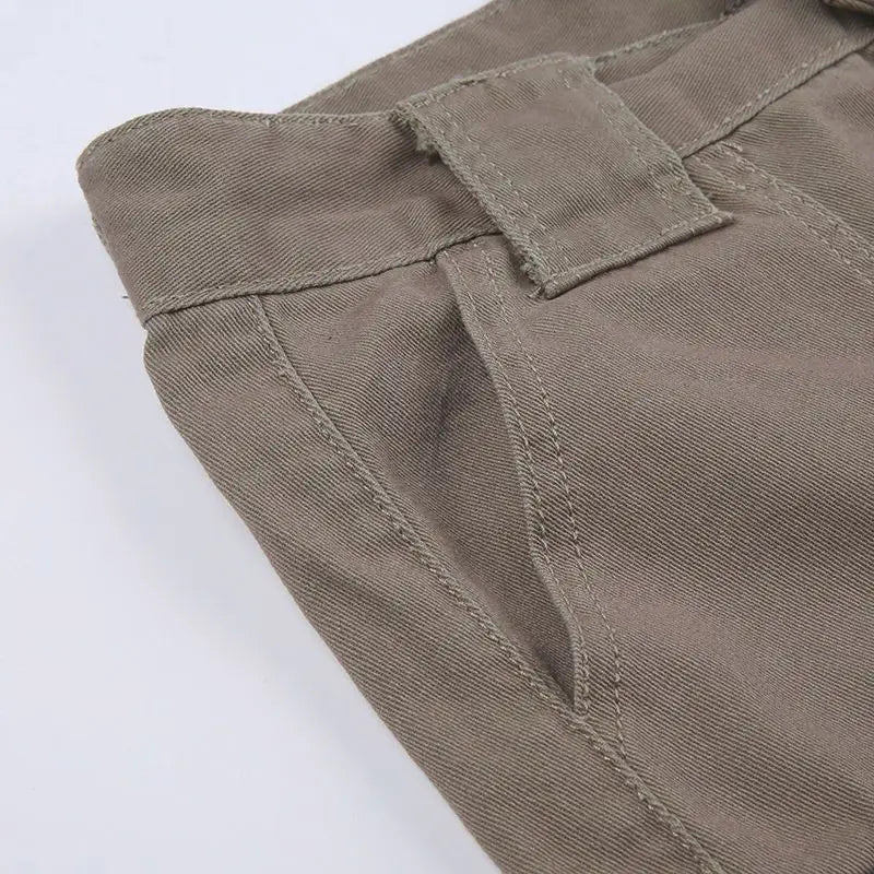 Women's Retro Mid-Waist Cargo Shorts – Casual Summer Streetwear with Pockets