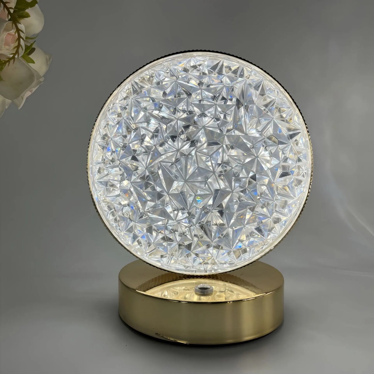 Rechargeable Crystal Touch Dimmable Night Lamp for Bedroom, Girls’ Room, USB LED Ambient Table Light with 3D Moon Design