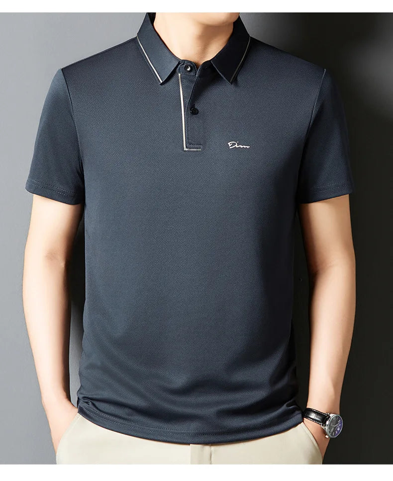 Men’s Premium Seamless Polo – Luxury Cool Fabric, Slim Fit, Anti-Wrinkle, Business‑Casual Golf Tee