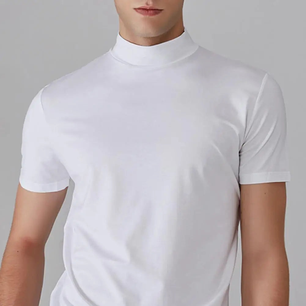 Men’s Slim Fit Half-High Collar Quick-Dry T-Shirt – Short Sleeve Lightweight Summer Sports Tee