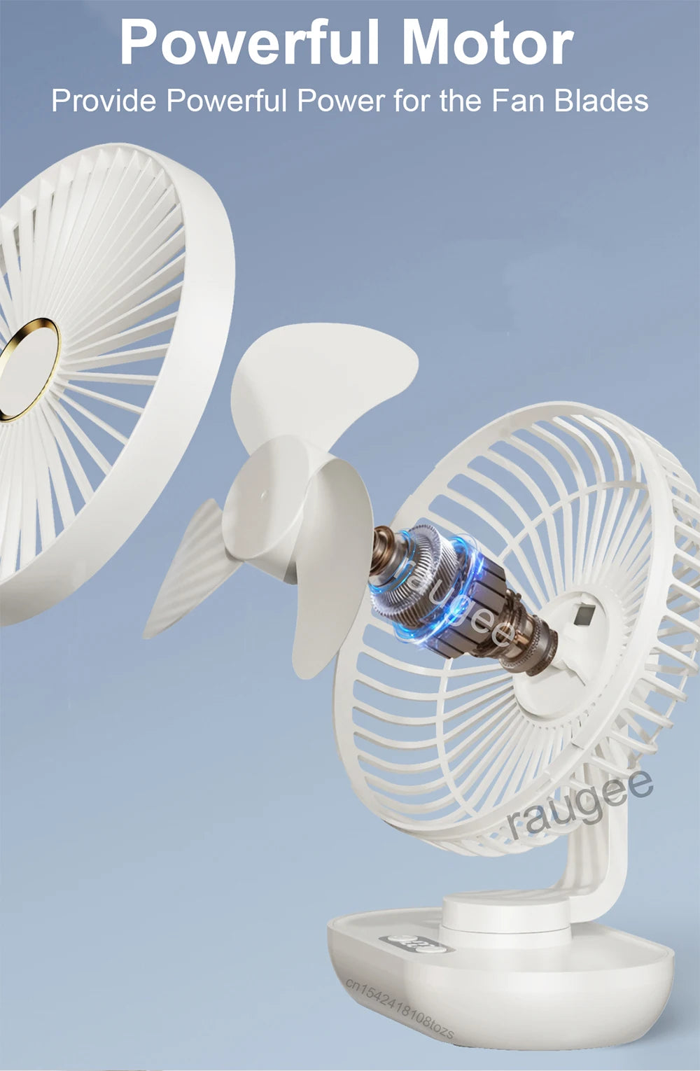 Compact USB Rechargeable Desk Fan with Digital Display – Small Portable Air Circulator for Desktop Use