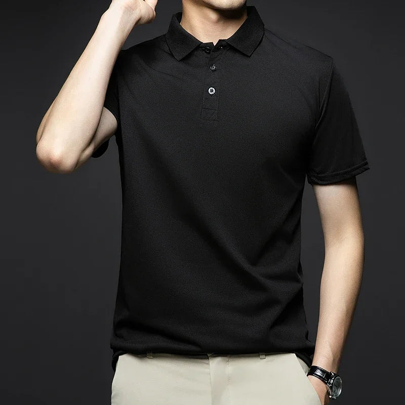 Men's Solid Color Polo Shirt – Summer Short Sleeve, Breathable & Comfortable Casual Top