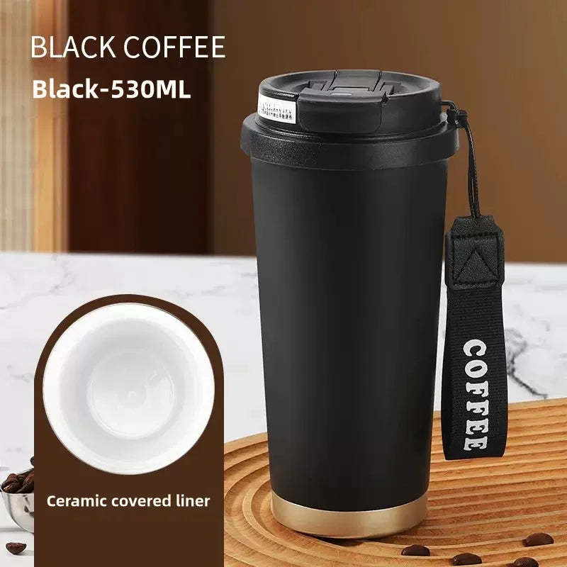 530ml Travel Coffee Mug – Reusable with Seal Lid, Stainless Steel & Ceramic Liner, Perfect for On-the-Go Coffee
