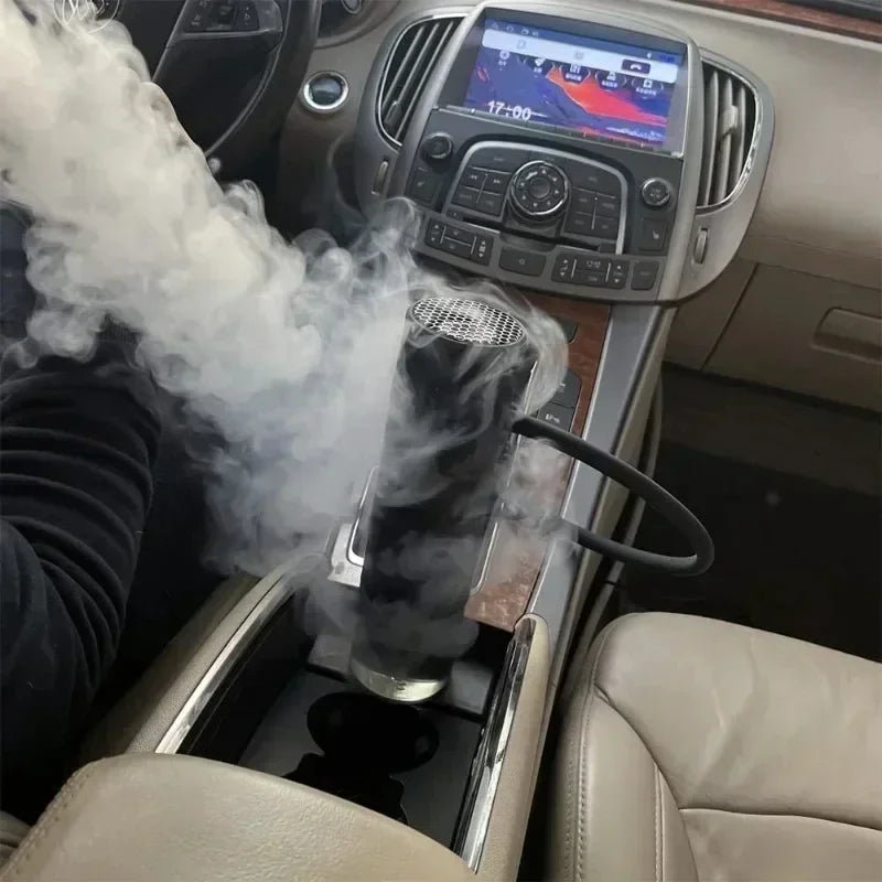 Portable Car Hookah Set with Ceramic Bowl, Acrylic Shisha Pipe & Hose – Travel-Friendly Chicha Smoking Accessory