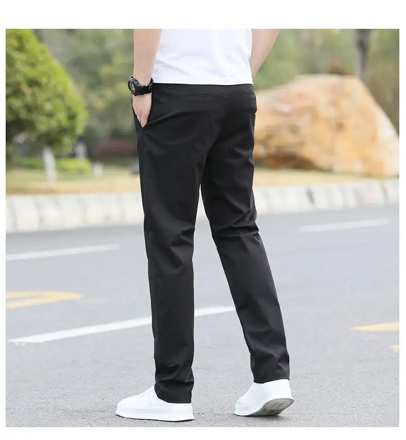 Men's Premium Cotton Chino Pants – Breathable Straight-Leg Casual Trousers (Waist Sizes 28 to 40)