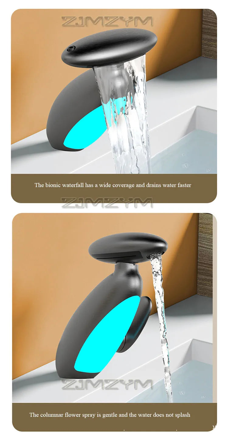 360° Rotating LED Basin Faucet with 4 Water Modes, Pull-Out Spout & Temperature Sensor – Drip-Free Hot & Cold Mixer Tap