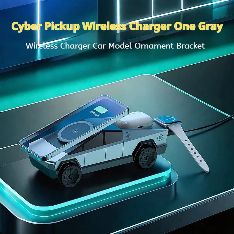 Cybertruck-Inspired 3-in-1 Qi2 Wireless Charging Station for iPhone, Apple Watch & AirPods
