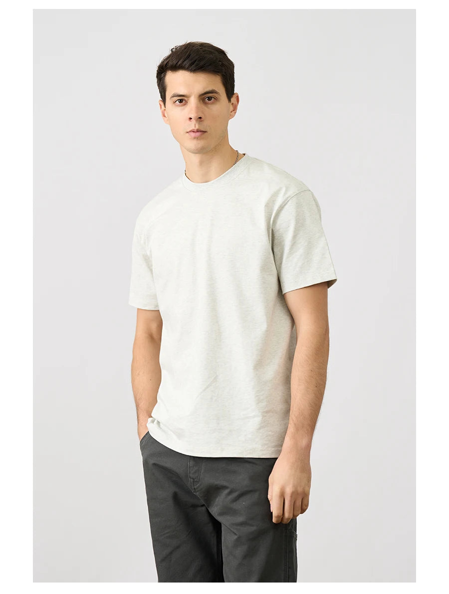 SIMWOOD 2025 Men’s Oversized 100% Cotton T-Shirt – Breathable & Comfortable Spring/Summer Top, 310gsm
